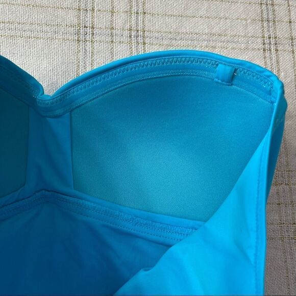 ANNE COLE Turquoise Twist-Front Ruched Tankini Top X-SMALL NWT - Picture 9 of 13